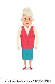 Grandmother Red Jacket Blue Skirt Vector Stock Vector (Royalty Free ...