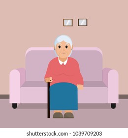 Grandmother seated on armchair