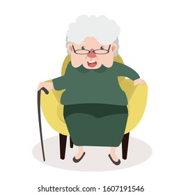  Grandmother sitting in a chair vector