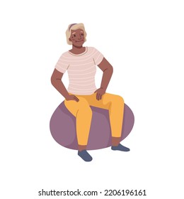 Grandmother sitting on fitness ball and doing physical exercises. Isolated senior woman staying active, keeping fit and energetic. Vector in flat cartoon style