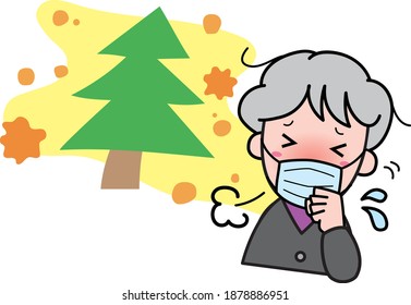Grandmother sneezing with hay fever