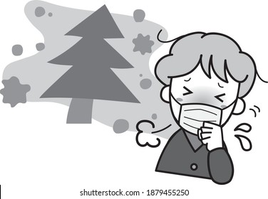 Grandmother sneezing with hay fever