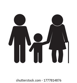 grandmother son and grandson avatar silhouette style icon design, Family relationship and generation theme Vector illustration