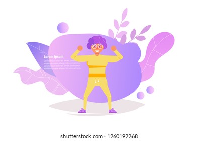 Grandmother sport, yoga Vector. Cartoon. Isolated art on white background. Flat
