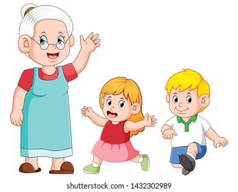 the grandmother is taking care and playing with her grandchild