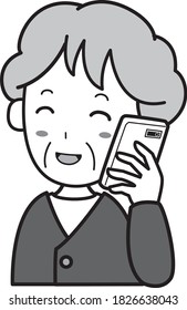 Grandmother talking happily on her mobile phone