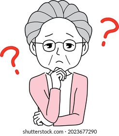 Grandmother with a troubled face