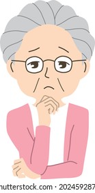 Grandmother with a troubled face
