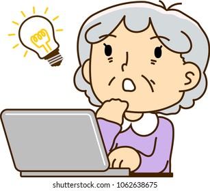 Grandmother using a laptop computer,To solve