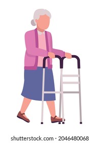 abuela que usa un icono aislado de walker