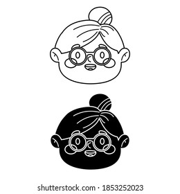 Großmutter-Vektorsymbol-Set. Illustrationssammlung für alte Dame. Sammlung. Symbol.