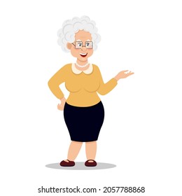 Grandmother wearing glasses. An elderly woman. Vector illustration EPS10