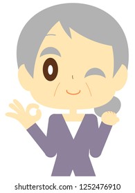 grandmother who gives an OK sign