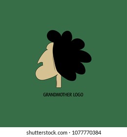 Grandmother woman mother parents face profile logo icon sign emblem Abstract funny cute cartoon design Asian style Fashion print clothes apparel greeting invitation card picture banner badge poster