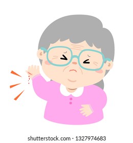 Grandmother with wounds from accident vector illustration.