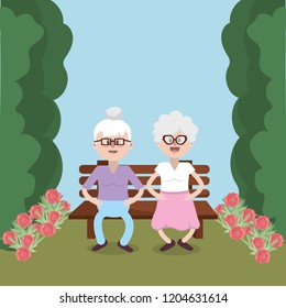 Grandmothers couple on bench