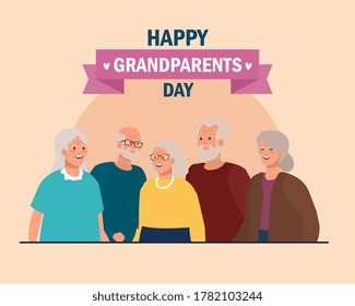 Grandmothers and grandfathers on happy grandparents day design, Old woman man female male person mother father and grandparents theme Vector illustration