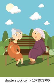 grandmothers on the bench vector