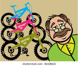 Grandpa bike shop / store owner welcoming you
