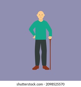 Grandpa Cartoon Flat Vector Illustration