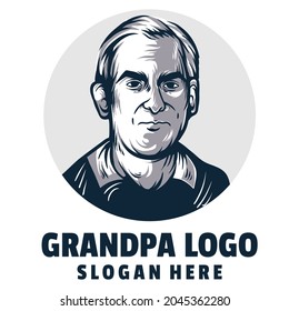 grandpa cool cartoon logo vector