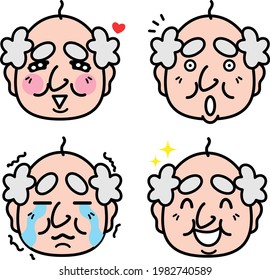 Grandpa Grandpa Elderly Face Set Illustration Material