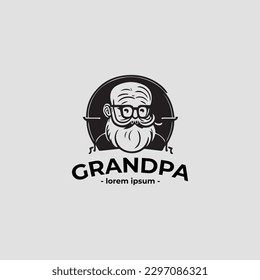 grandpa face icon, vector illustration