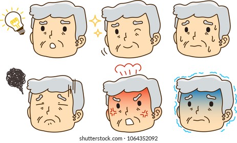 Grandpa Facial expressions set