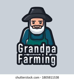 Grandpa farmer mascot logo design vector illustration