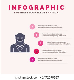 Grandpa, Father, Old Man, Uncle Solid Icon Infographics 5 Steps Presentation Background