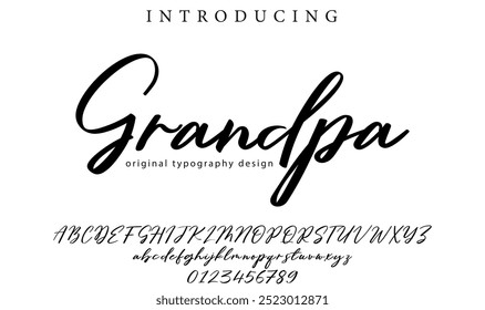 Grandpa Font Stylish brush painted an uppercase vector letters, alphabet, typeface