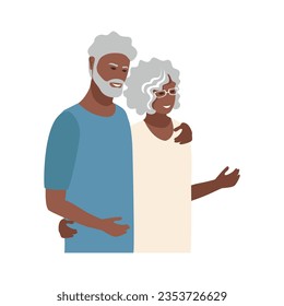 Grandpa gently hugs grandma. Happy elderly couple. grandparents day. Vector illustration in a flat style on a white background.