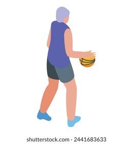 Grandpa good play basketball icon isometric vector. Age human athlete. Workout gym