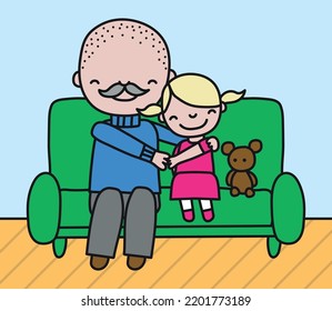 Grandpa with grandchild vector illustration