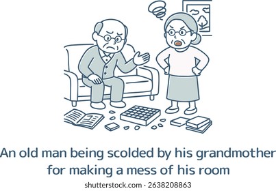 Grandpa and grandma are angry because the room is messy