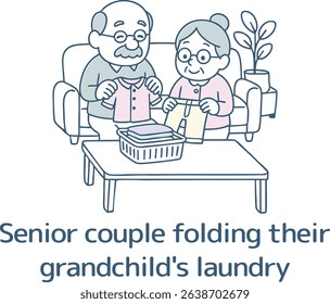 Grandpa and grandma folding laundry