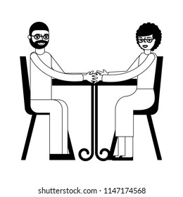 grandpa and grandma holding hands in the table
