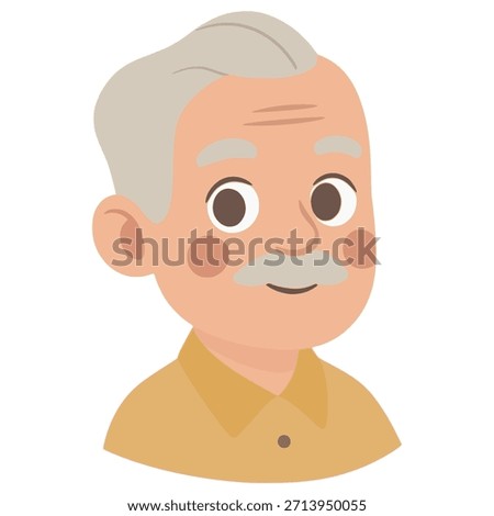 grandpa happy satisfied face expression flat color vector illustration template design