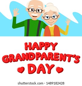 Grandpa hugging my grandma friendly wave from behind the white sheet of paper. Day grandparents