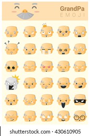 Grandpa Imoji Icons , Vector, Illustration