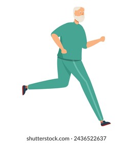 Grandpa morning run icon cartoon vector. Running workout. Mature life sport