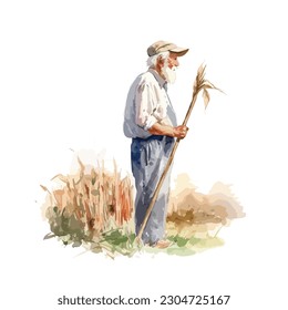 Grandpa on floral watercolor background vector 