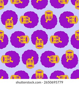 Grandpa portrait pattern seamless. Grandfather background