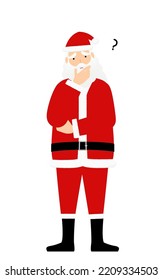 Grandpa Santa Claus thinking with his arms folded