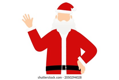 Grandpa Santa Claus waving with his hands on his hips