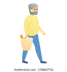 Grandpa shopping icon. Cartoon of grandpa shopping vector icon for web design isolated on white background