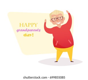Grandpa. Sport. Vector. Cartoon. Isolated art on white background. Flat. Grandparents day.