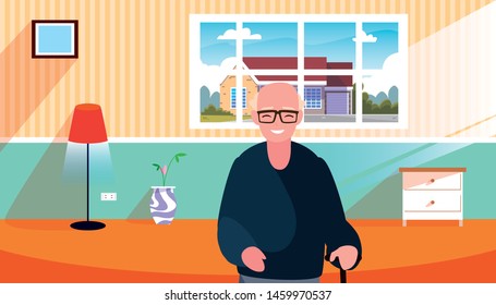 grandpa standing in the living room home