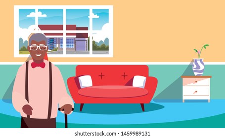 grandpa standing in the living room home