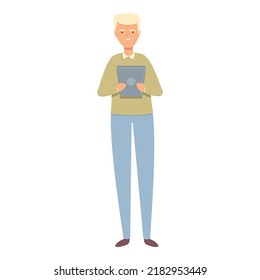 Grandpa use reader icon cartoon vector. Old person. Happy person